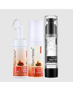 Buy Riyo Herbs Papaya Foaming Facewash, Papaya Face Toner & Snail Mucin Combo
